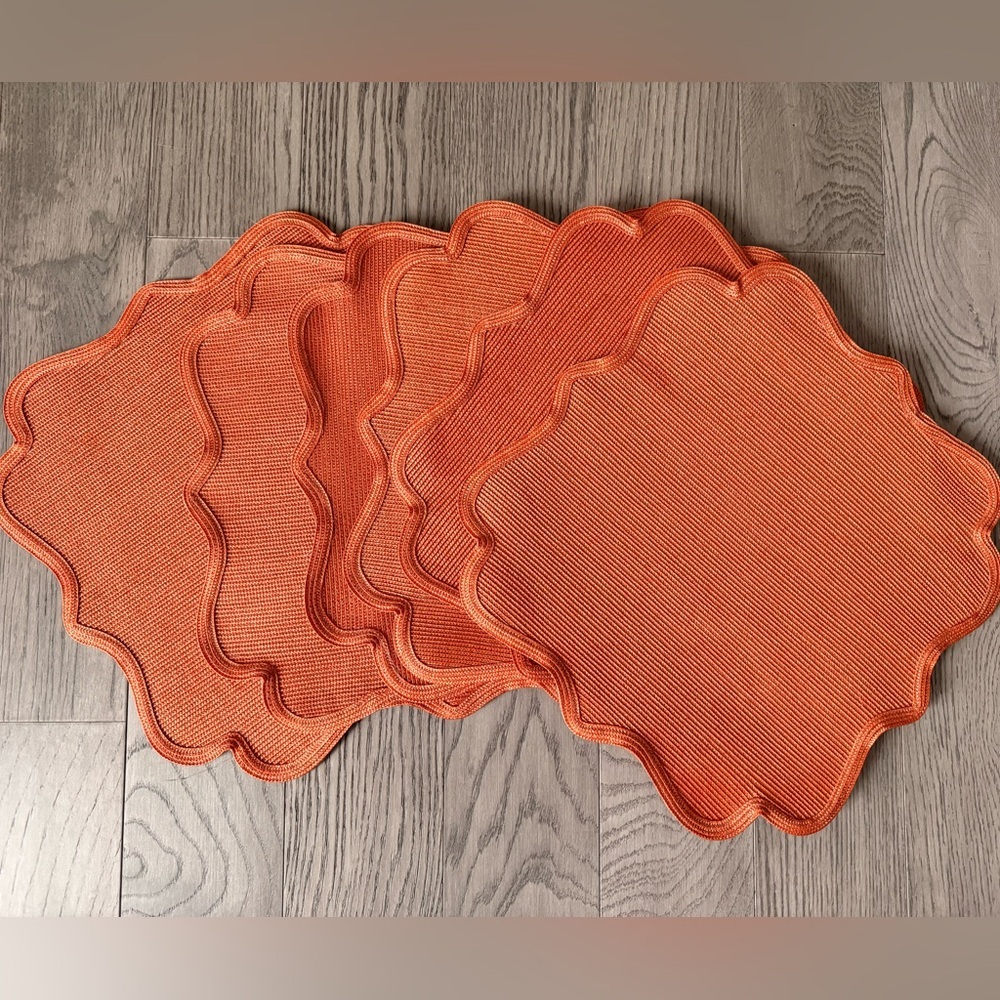Deborah Rhodes New York Handmade Braided Placemat in Clementine Orange - Set/6